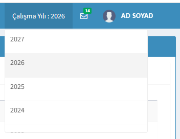Çalışma Yılı listesi — 2027, 2026 (seçili), 2025, 2024…